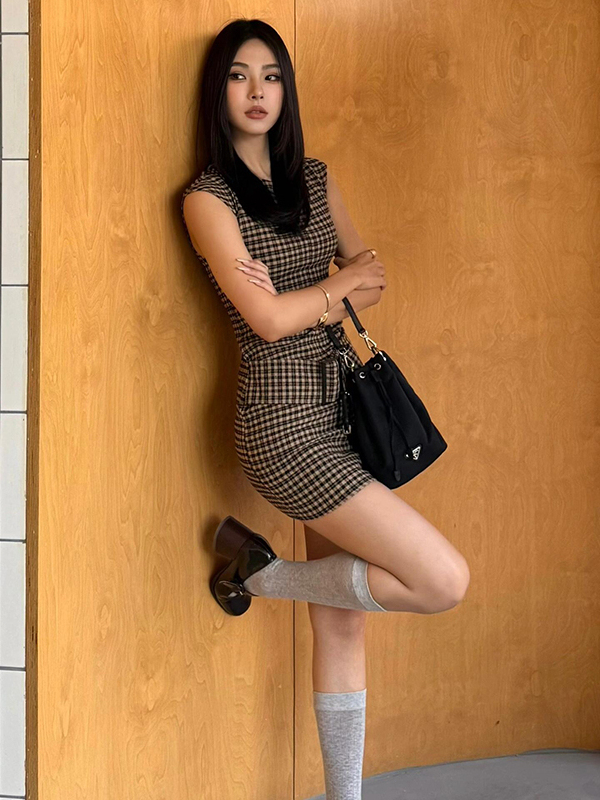 Retro Kore Ekose Zayıflama Yel - Linen Dress Wrap incelemesi ve fiyatı