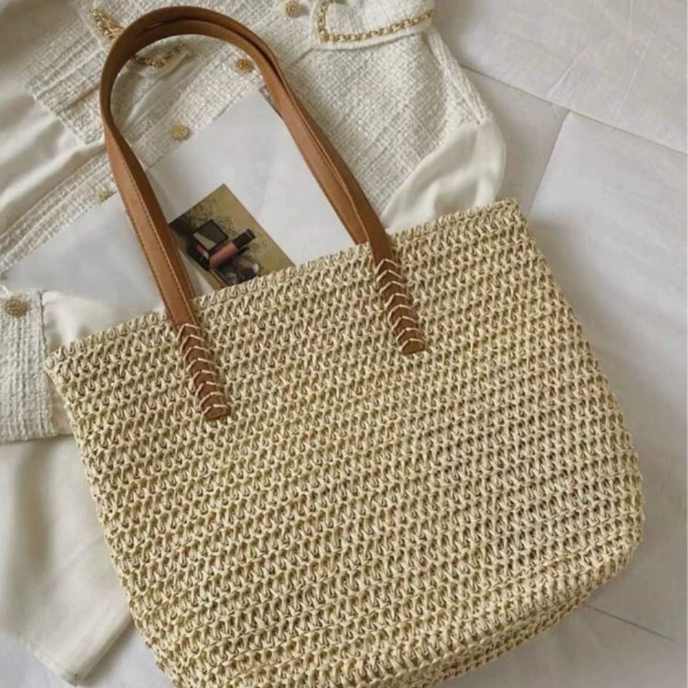Sevimli Düz Renkli Hasır Örgü  - Tote Bag Beach incelemesi ve fiyatı