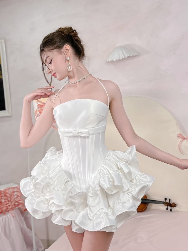 Women Pink White Lace-up Dress - Maxi Dress Halter incelemesi ve fiyatı
